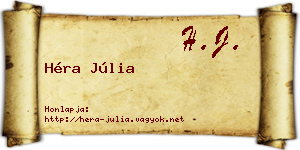 Héra Júlia névjegykártya